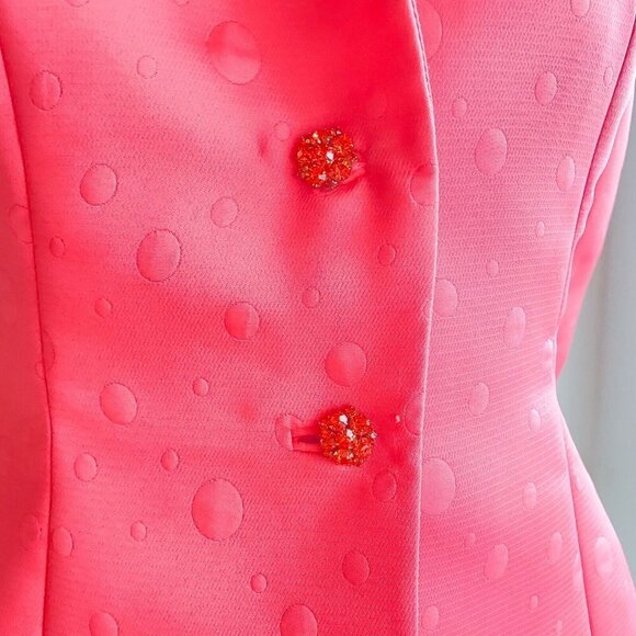 Vintage Nipon Boutique Bubblegum Pink Cropped Cocktail Blazer 4 - Picture 3 of 6